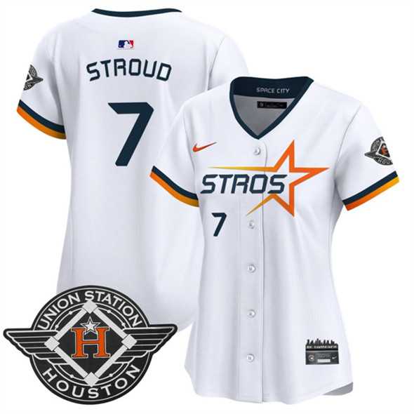Womens Houston Astros #7 C.J. Stroud White 2025 City Connect Limited Stitched Jersey Dzhi